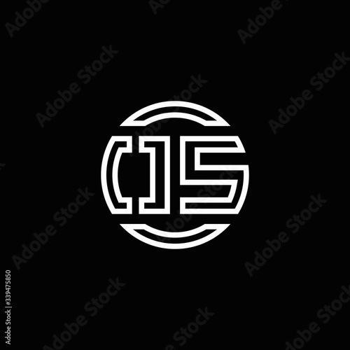OS logo monogram with negative space circle rounded design template