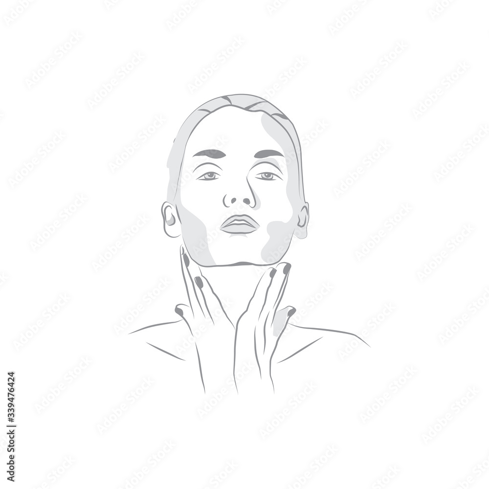 Woman face line silhouette. Elegant woman contour face