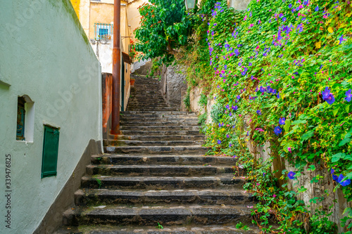 Narrow stairs and streets in the tourist village of Positano, Amalfi coas © k_samurkas