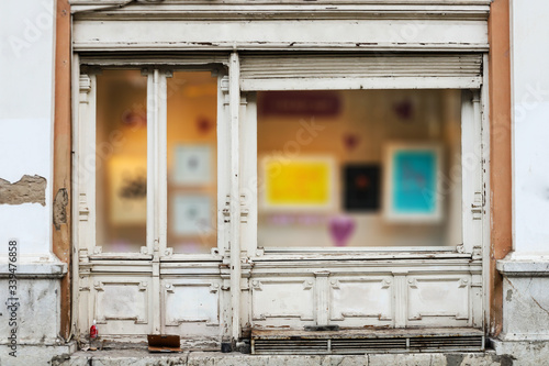 Old shop window, blurred windows. can be used to write ads or messages