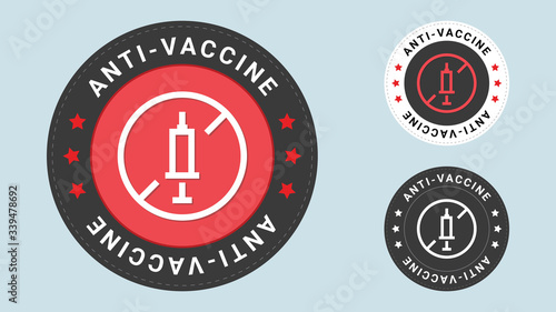 Anti-Vaccine stamp vector illustration. Vector certificate icon. Vector combination for certificate in flat style.
