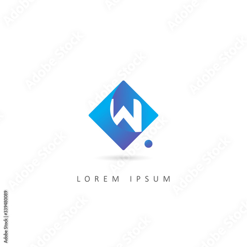 Abstract Letter W Logo with dot element. Design Vector Illustration Template