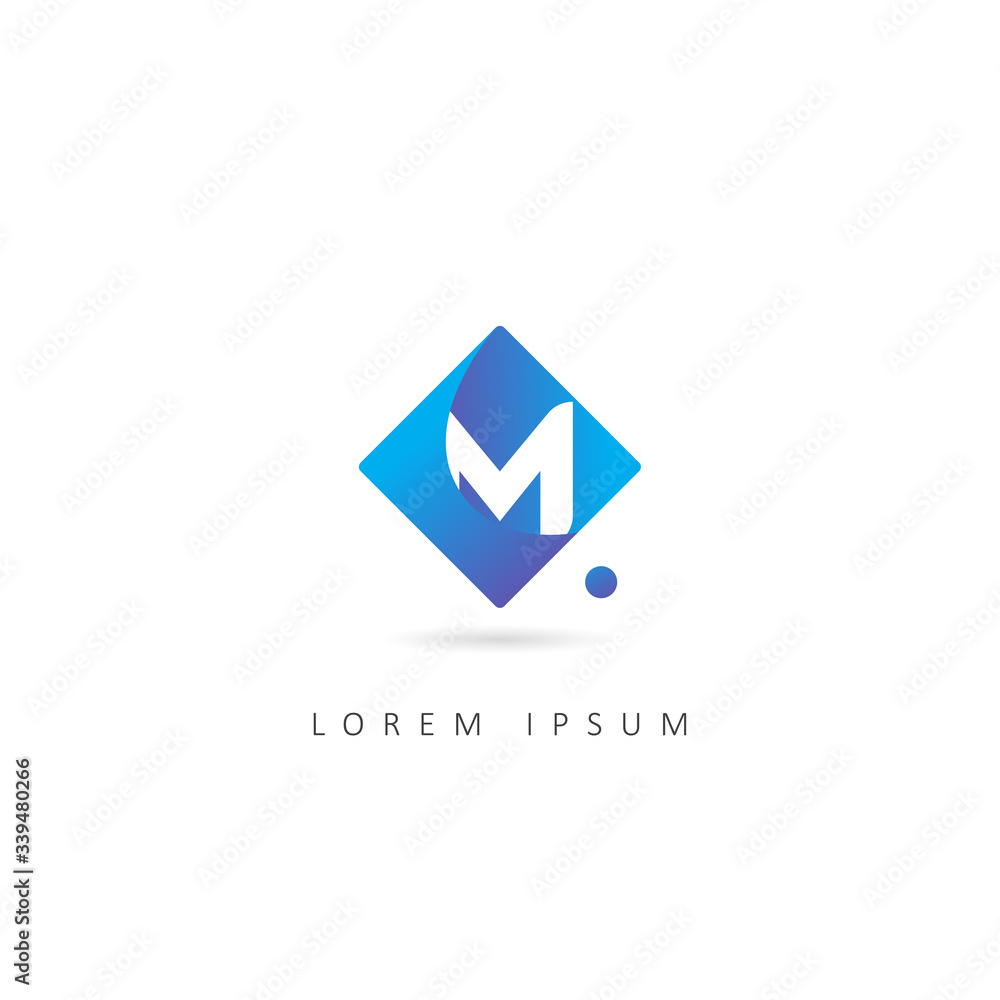 Fototapeta premium Abstract Letter M Logo with dot element. Design Vector Illustration Template
