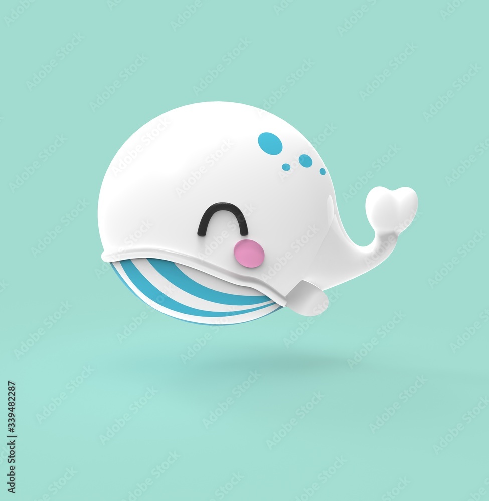 3d rendering illustration of kawaii whale, narwal in the sea. Cute cartoon character whale and vaquita 3d rendering illustration of kawaii whale, narwal in the sea. Cute cartoon character whale and vaquita