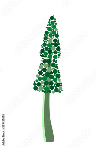 Vector abstract coniferous tree from different bubbles. Game UI flat. Stylized spruce for logo, 2D games or postcards