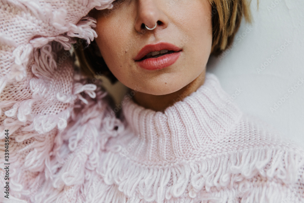 Beautiful girl with a nose piercing Beautiful girl with a nose piercing