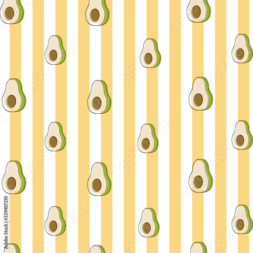 pattern, avocado on a striped background. Peach white background