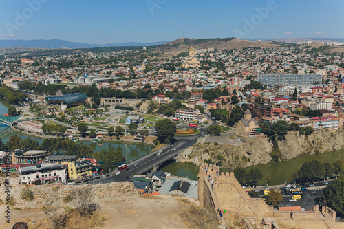 Beautiful panoramic view of Tbilisi at sunset, Georgia, Europe. photo