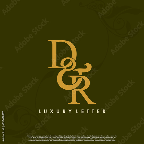 DR logo initial vector mark Gold color.