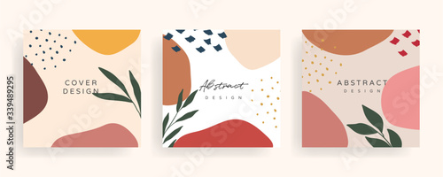 Social media banner template. Editable mockup for stories, post, blog, sale and  promotion. Abstract earth tone coloured shapes, line arts background design for personal, fashion and beauty blogger. photo