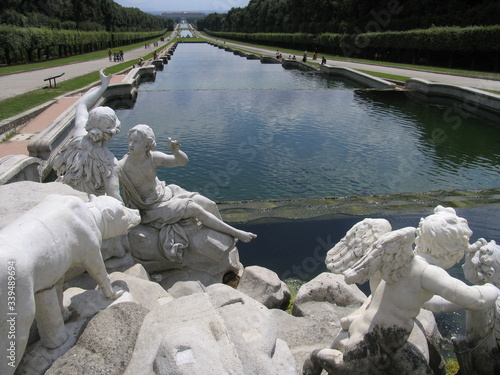 Caserta, Campania, Italy, the garden of Caserta's royal palace with beautiful fountain in the middle