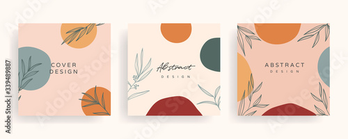 Social media banner template. Editable mockup for stories, post, blog, sale and  promotion. Abstract earth tone coloured shapes, line arts background design for personal, fashion and beauty blogger.