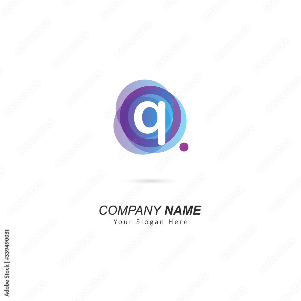 Abstract lowercase Q letter Logo design with circle and dot element. Vector illustration template