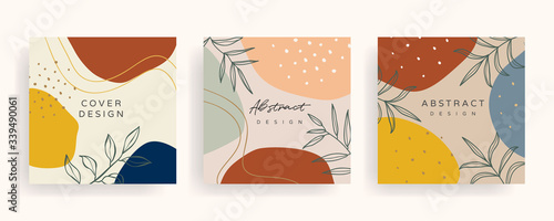 Social media banner template. Editable mockup for stories, post, blog, sale and  promotion. Abstract earth tone coloured shapes, line arts background design for personal, fashion and beauty blogger.