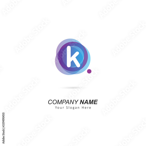 Free Download Abstract lowercase K letter Logo design with circle and dot element. Vector illustration template - GFXLoad