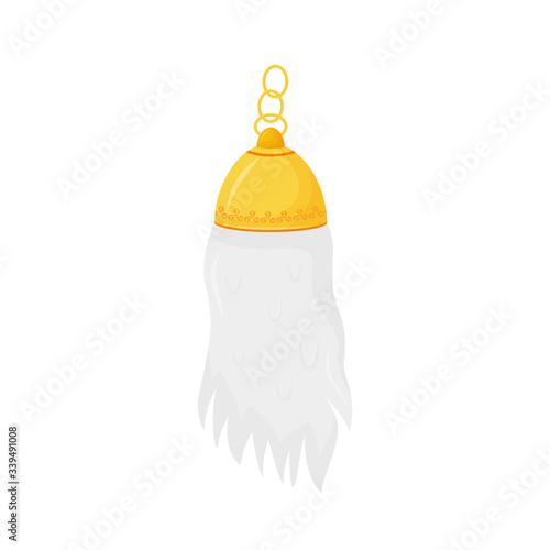 Rabbit foot cartoon vector illustration. Bunny paw on chain flat color object. Common superstition, fortune symbol. Traditional protective amulet, good luck charm isolated on white background