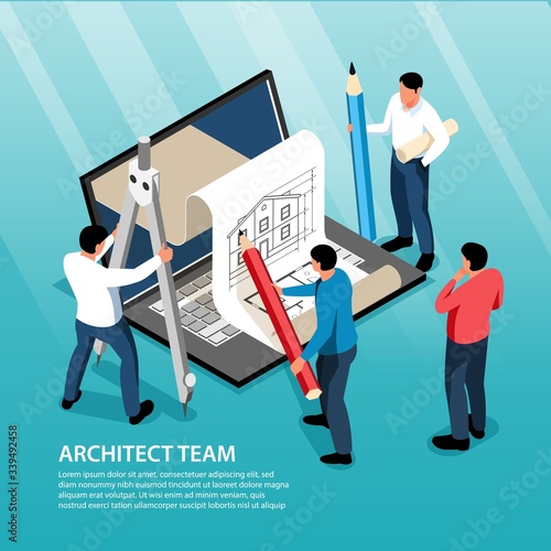 Architect Team Isometric Illustration