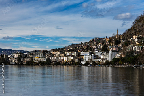 Montreux view by the Leman lake in Switzerland