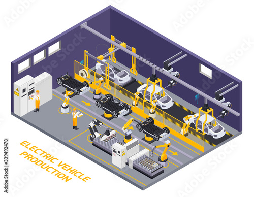 Electric Vehicles Production Isometric