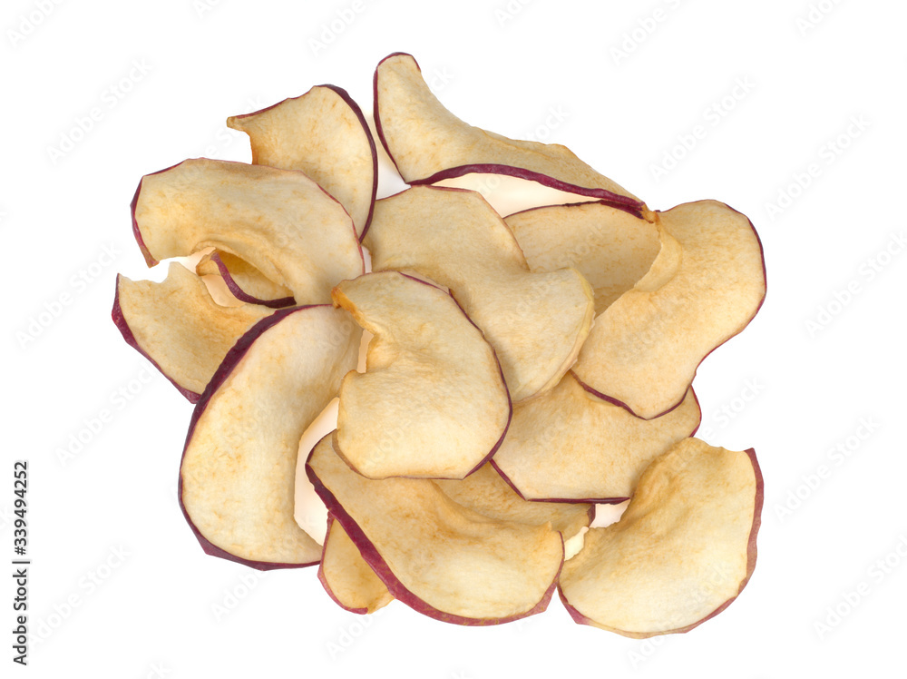 dried apples, apple chips on a white background dried apples, apple chips on a white background
