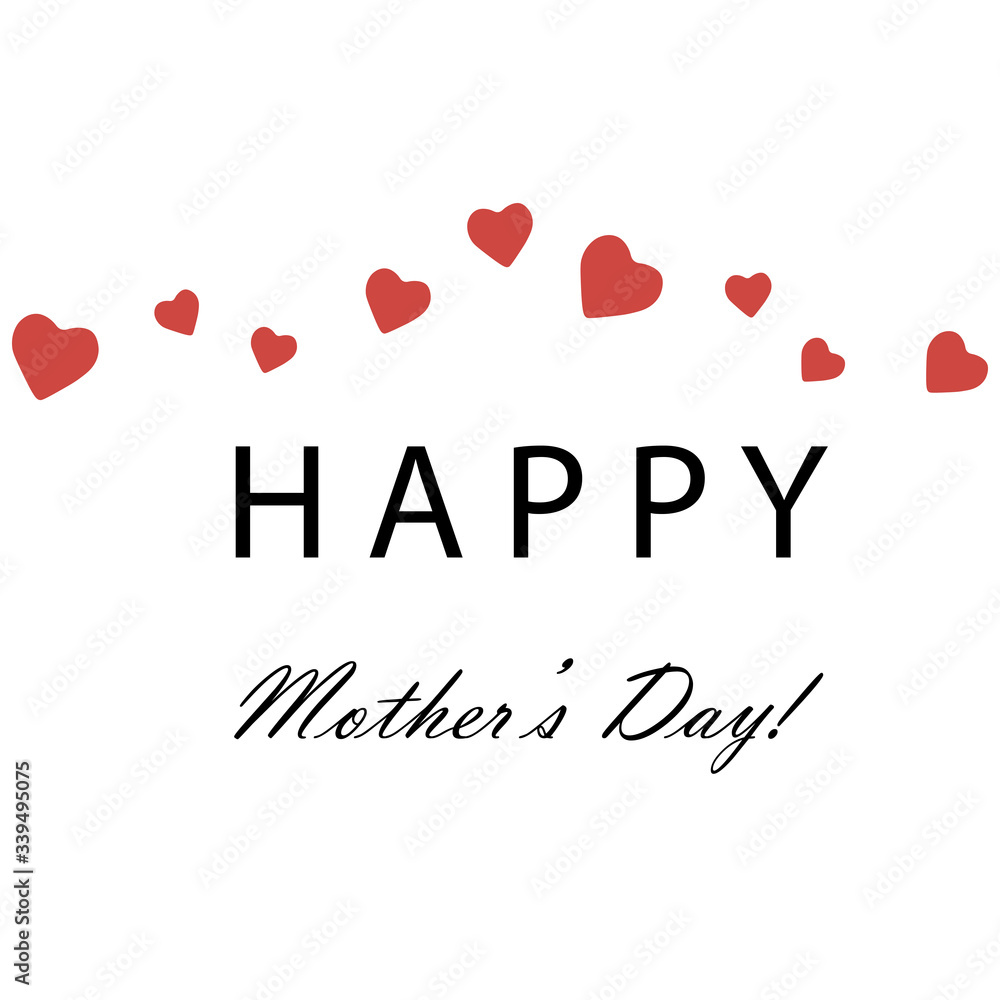 Happy mothers day greetings card with hearts, vector illustration Happy mothers day greetings card with hearts, vector illustration