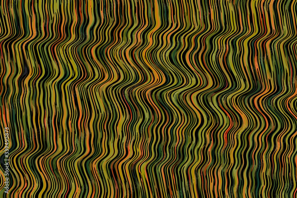 Green, yellow and red waves posterization abstract paint background.