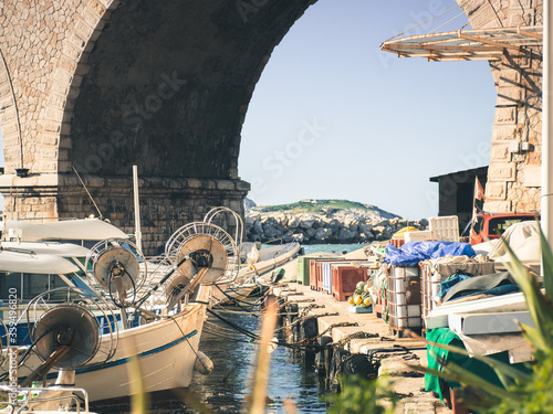 Old and beautiful harbour Vallons des Auffes in Marseille, France photo