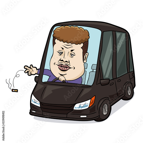 イラスト ：車からのタバコのポイ捨て　若い男