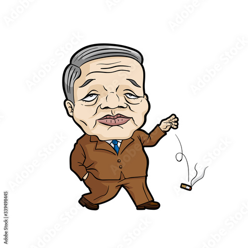 イラスト ：タバコのポイ捨て　おっさん