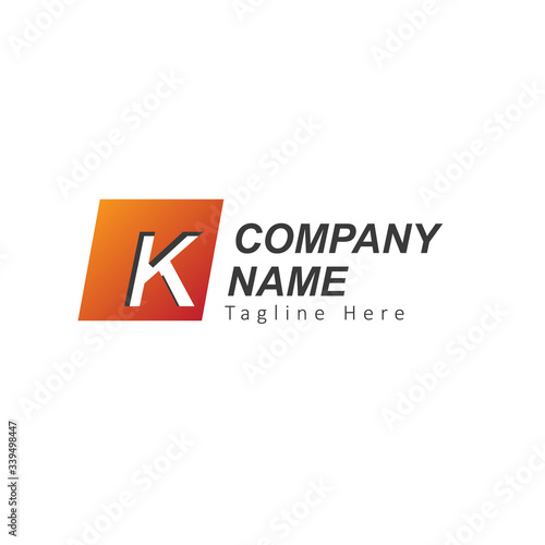 Initial Letter K Logo with Square. Design Vector Illustration Template