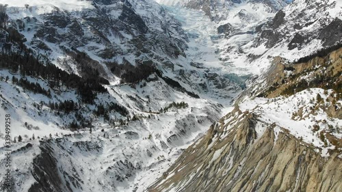 Aerial view of the huge glacier between Annapurna three and Gangapurna Himalaya Mountains in Manang Valley, Nepal. photo