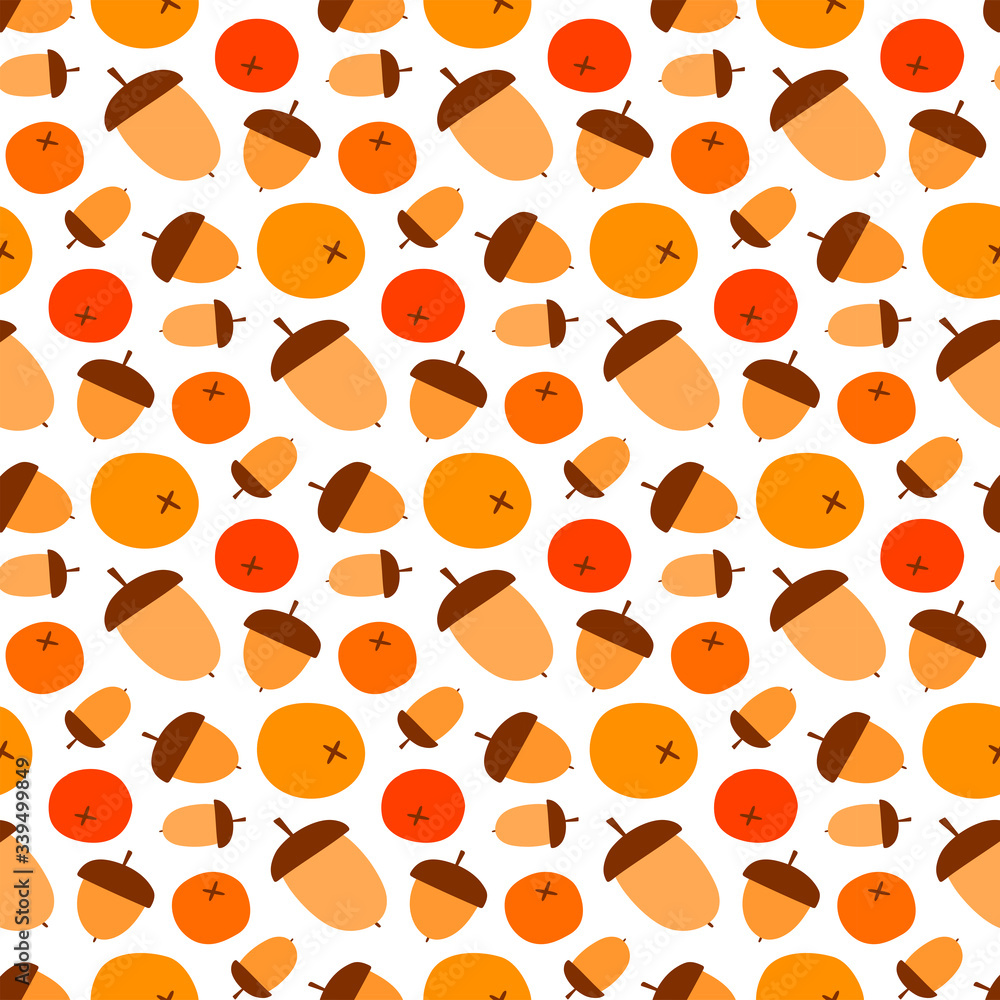 Fototapeta premium Seamless pattern with acorns. Vector illustration.