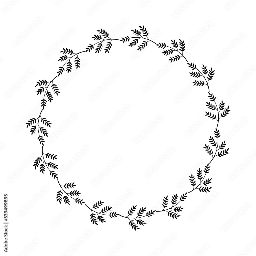 Hand drawn branch black vector boarder. Isolated on white design element. Hand drawn branch black vector boarder. Isolated on white design element.