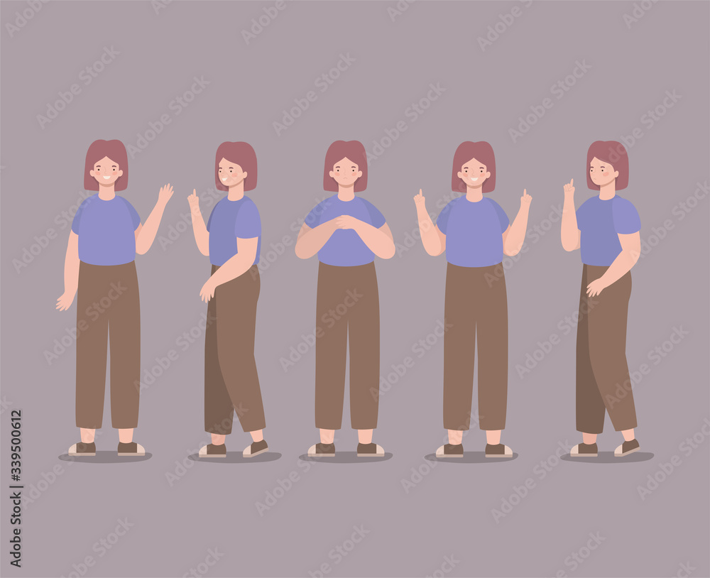 Fototapeta premium Girls cartoons avatars vector design