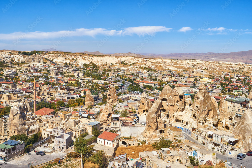 Aerial view of Goreme city in Cappadocia