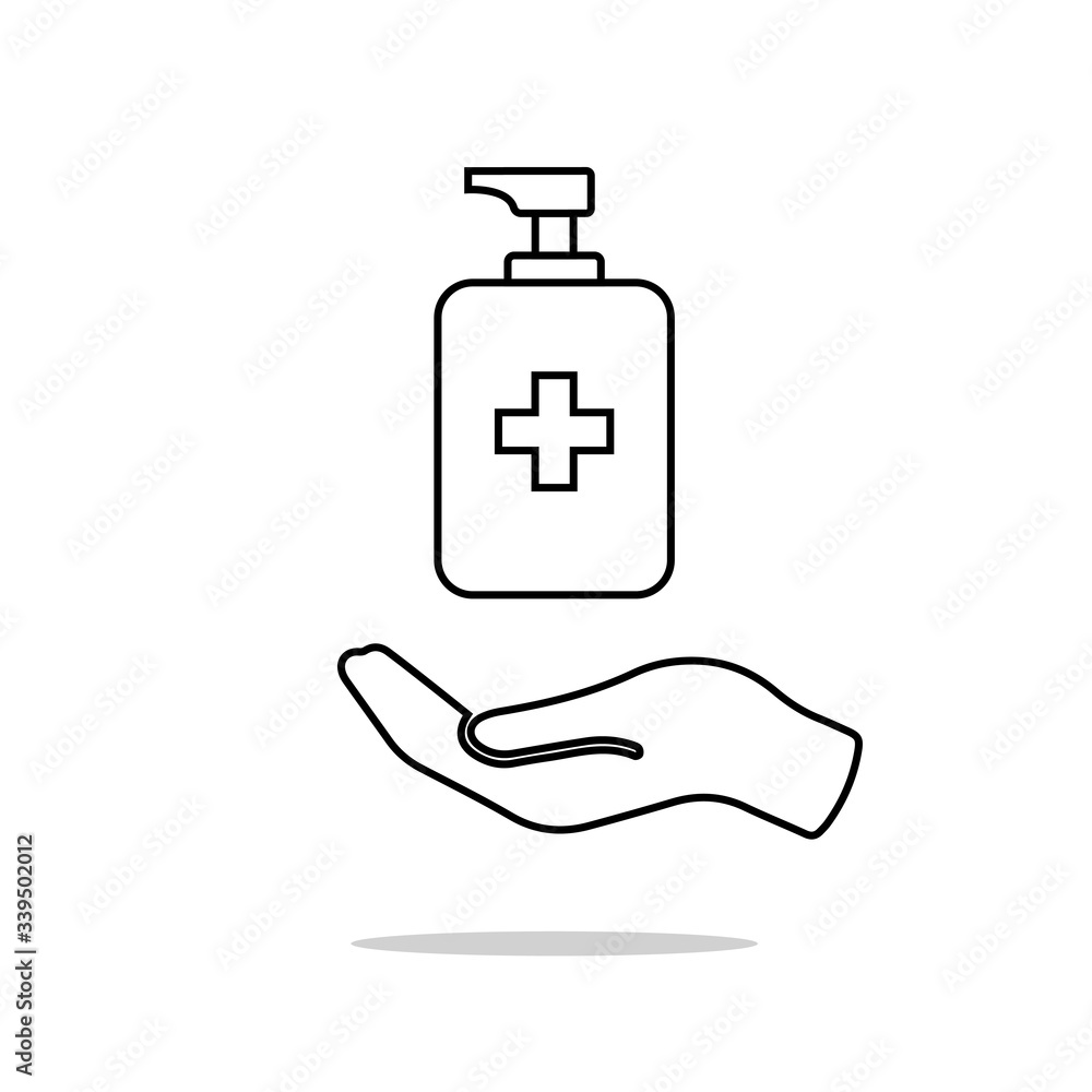 Disinfection. Hand sanitizer bottle icon, washing gel. Vector illustrationDisinfection. Hand sanitizer bottle icon, washing gel. Vector illustration
Disinfection. Hand sanitizer bottle icon, washing gel. Vector illustrationDisinfection. Hand sanitizer bottle icon, washing gel. Vector illustration
