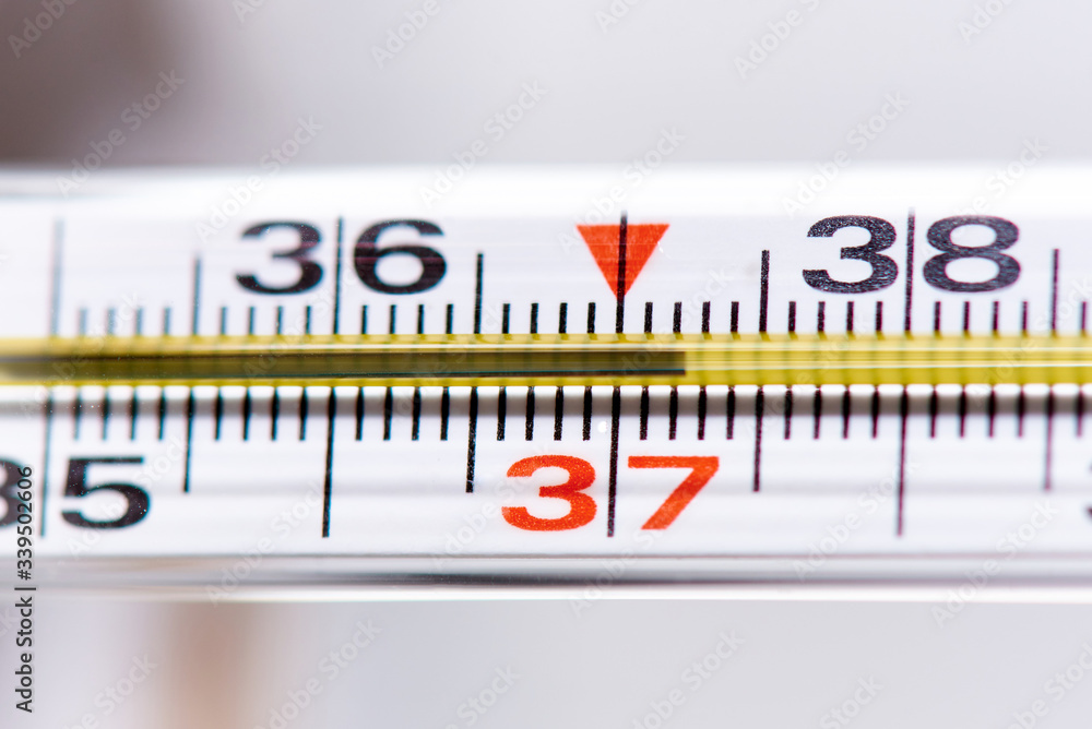 Thermometer with a temperature of 37 close-up. Thermometer with a temperature of 37 close-up.