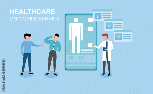 Healthcare and medical application on mobile service. vector illustration about healthcare