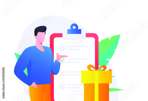 vector illustration of a man holding a shopping bag