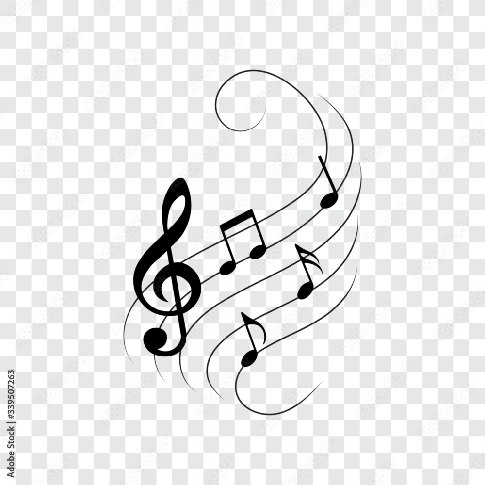 Music Notes Curves Swirls Vector Illustration Stock Vector (Royalty Free)  1705493965