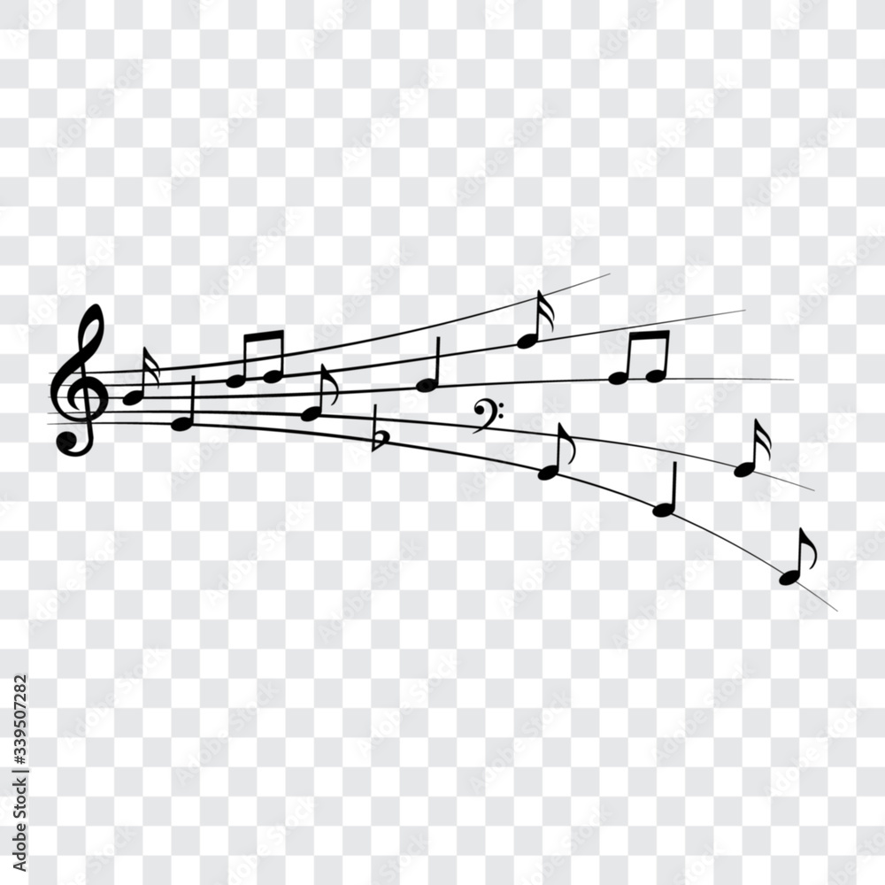 Music notes, flowing, isolated vector illustration. Music notes, flowing, isolated vector illustration.