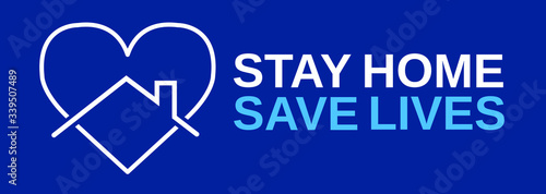 Stay at home slogan with house and heart inside. Protection campaign or measure from coronavirus, COVID--19. Stay home quote text, hash tag or hashtag. Coronavirus, COVID 19 protection logo