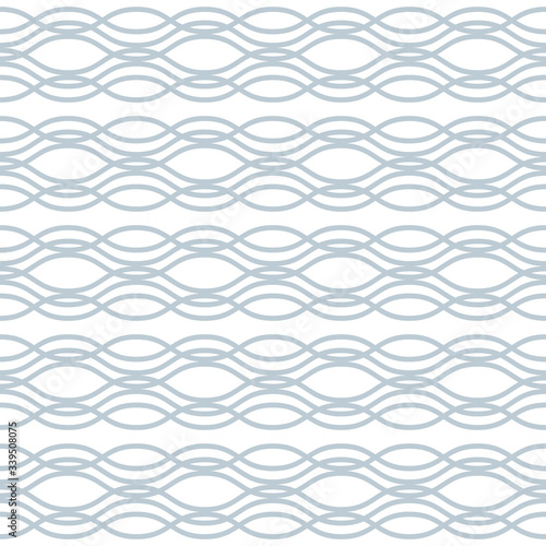 Vector seamless pattern. Light grey horizontal wavy lines intertwined on a white background. Illustration great for holiday background, greeting card design, textiles, packaging, wallpaper, print, etc