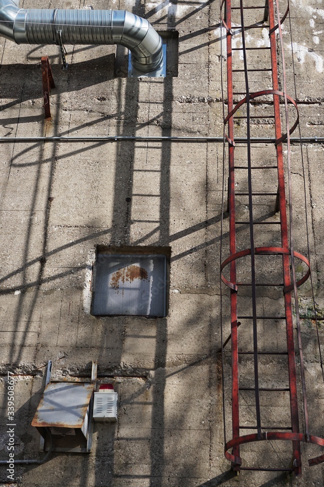 Fire ladder on a concrete wall