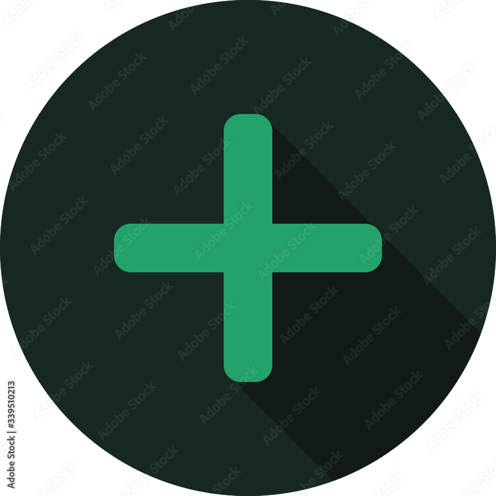 Fototapeta premium Plus sign flat icon on dark background, vector symbol 