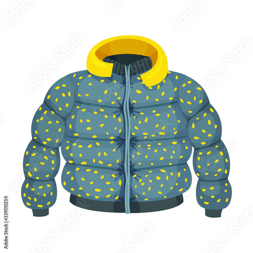 Zippered Puffer Jacket with Hood as Womenswear Vector Illustration