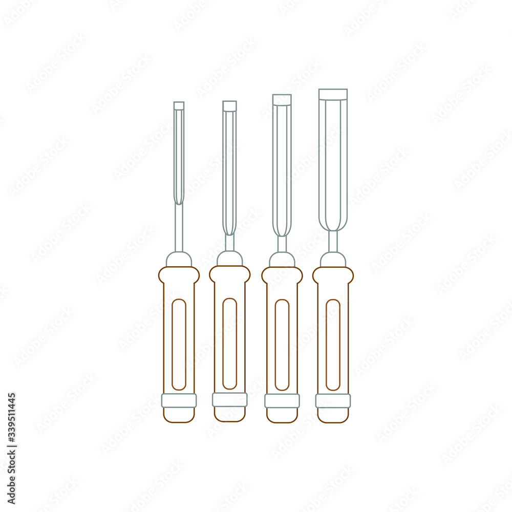 carpentry chisel kit. illustration for web and mobile design. carpentry chisel kit. illustration for web and mobile design.