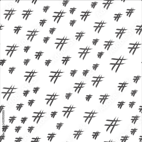 Seamless pattern with hashtag grid pattern on a white background.