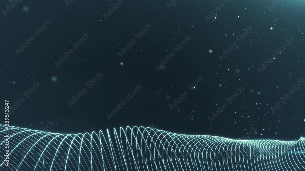 Abstract Digital wave background dark blue 3d rendering animation ...