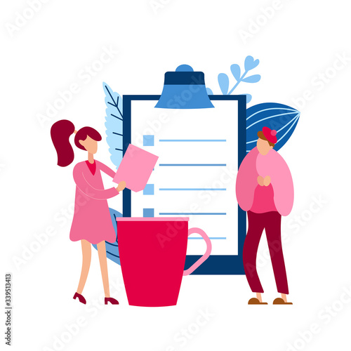 Flat virus persons concept. Catch a cold. Tiny doctors make flu shot. Healthcare banner for website, apps